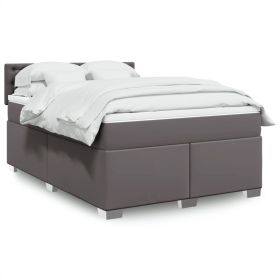 Box Spring Bed with Mattress Grey 160x200cm Faux Leather