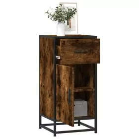 Sideboard Smoked Oak 35.5x35x76 cm Engineered Wood and Metal