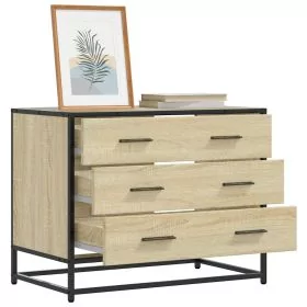 OKWAR Oak Finish Chest of Drawers - Medium-sized, 3 Drawers
