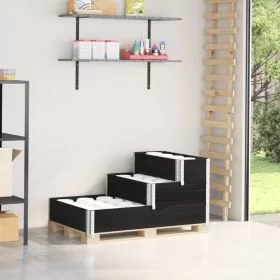 3-Tier Raised Bed Black 120x80 cm Solid Wood Pine - vid-4010310