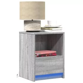 Bedside Cabinets with LED Lights 2 pcs Grey Sonoma Engineered Wood - vid-852030