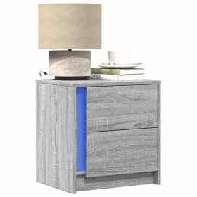 Bedside Cabinet with LED Lights Grey Sonoma Engineered Wood - vid-852057