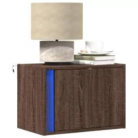 Wall-mounted Bedside Cabinets with LED Lights 2 pcs Brown Oak - vid-852102