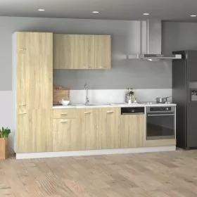 7 Piece Kitchen Cabinet Set Sonoma Oak Engineered Wood - vid-3307654