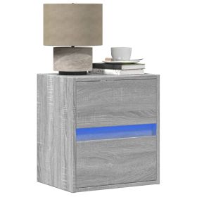 Wall-mounted Bedside Cabinets with LED Lights 2 pcs Grey Sonoma - vid-3307972