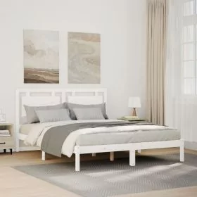 Extra Long BedframeÂ White 140x210cm Solid Wood