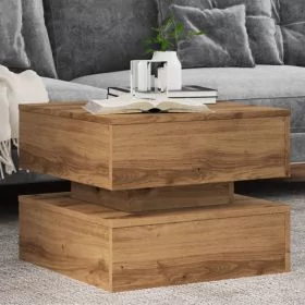 Coffee Table with LED Lights Artisian Oak 50x50x40 cm - vid-857717