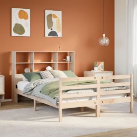 Bookcase Bed 140x190cm Solid Wood Pine