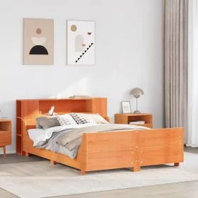 Bedframe Wax Brown 135x190cm Double Solid Wood Pine