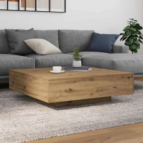 Coffee Table with LED Lights Artisan Oak 100x100x31 cm