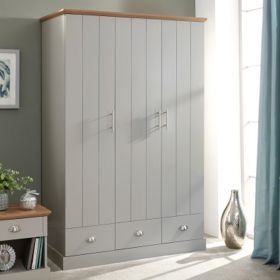 Wardrobe - KNUTSFORD 3 Door Wardrobe Grey 116cm