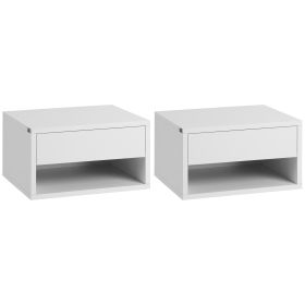 Bedside Table - WYNYARD 2 Piece Nightstand High Gloss White 37cm