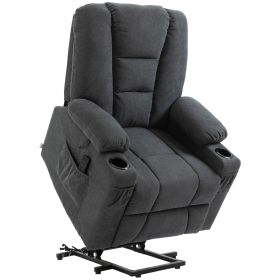 Oversized Riser and Recliner Chairs for the Elderly, Fabric Upholstered Lift for Living Room with Remote Control Side Pockets Cup Holder Grey