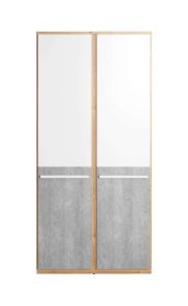Wardrobe - PLUMSTEAD 2 Door Wardrobe White Matt and Oak Nash 90cm