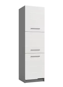 Pedrosky White High Gloss And Grey 60cm Tall Kitchen Larder Unit Pantry Cupboard - White