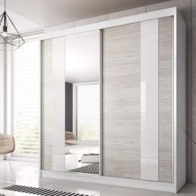 Sliding Wardrobe - MALTA II 2 Door Mirrored Wardrobe White Matt 183cm