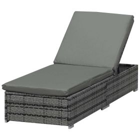 Adjustable Rattan Sun Lounger Garden Furniture Recliner Bed Chair Reclining Patio Wicker Grey