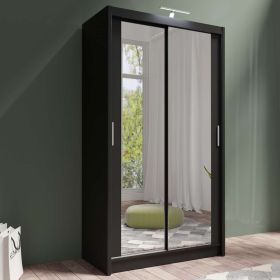 Avant 120cm Full Mirrored Sliding Wardrobe - Black