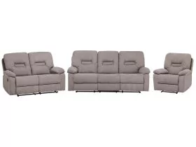 Fabric Manual Recliner Living Room Set Taupe Beige BERGEN