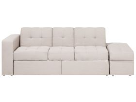 Sectional Sofa Bed with Ottoman Beige FALSTER