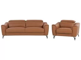 Leather Living Room Set Golden Brown NARWIK