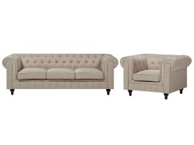 Fabric Living Room Set Beige CHESTERFIELD Big