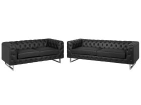 Faux Leather Sofa Set Black VISSLAND