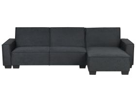 Left Hand Fabric Corner Sofa Bed Graphite Grey ROMEDAL