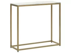Console Table Marble Effect White with Gold DELANO