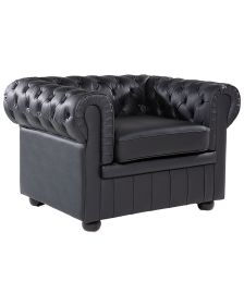 Leather Armchair Black CHESTERFIELD