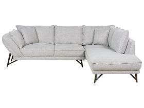 Left Hand Linen Corner Sofa Light Grey ELGA