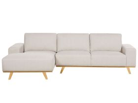 Right Hand Fabric Corner Sofa Beige NORA