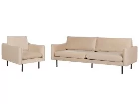 Velvet Living Room Set Beige VINTERBRO