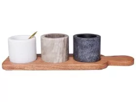 3 Marble Bowl Serving Tray with Teaspoon Multicolour