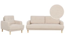 Corduroy Living Room Set Beige TUVE
