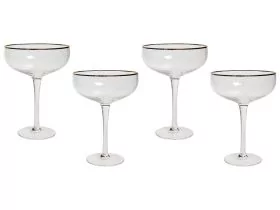 Set of 4 Gold-Rimmed Champagne Saucers 45 cl TOPAZ
