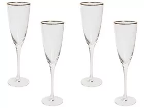 Set of 4 Gold-Rimmed Champagne Flutes 25 cl TOPAZ