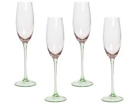 Set of 4 Champagne Flutes 20 cl Pink and Green DIOPSIDE