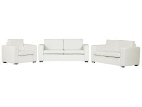 Leather Living Room Set White HELSINKI