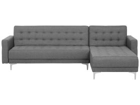 Left Hand Fabric Corner Sofa Grey ABERDEEN