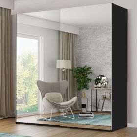 Giovany 2 Door Sliding Wardrobe - Black Grey White - 3 Sizes