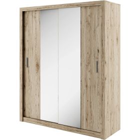 Sliding Wardrobe - INNISFAIL I 2 Door Mirrored Wardrobe Oak 180cm