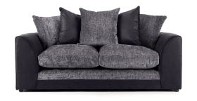 Aruba Black and Grey Fabric 3 Seater Sofa
