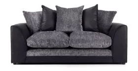 Aruba Black and Grey Fabric 3 Seater Sofa