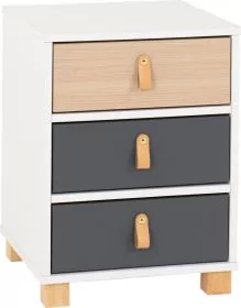 Brooklyn 3 Drawer Bedside - Oak Effect Grey