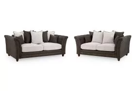 Sofa Set - RUGILE Dual Fabric Grey  215  x 190cm