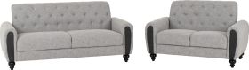 Chester 3+2 Suite - Light Grey Fabric