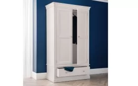 Wardrobe - CASSIAN 2 Door Wardrobe Light Grey Lacquer 110cm