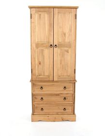 Wardrobe - CECILIA 2 Door Wardrobe Waxed Pine 76.5cm