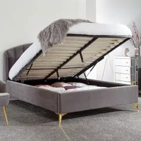Premium Grey Pettine End Lift Ottoman Bed - Double Bed